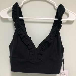 Glyder Ruffle Bra: Black